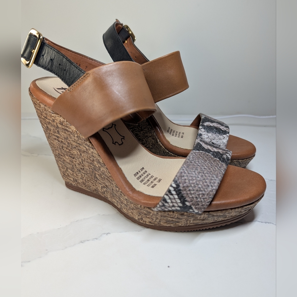 NWOT Leather Comfort Wedge Sandals